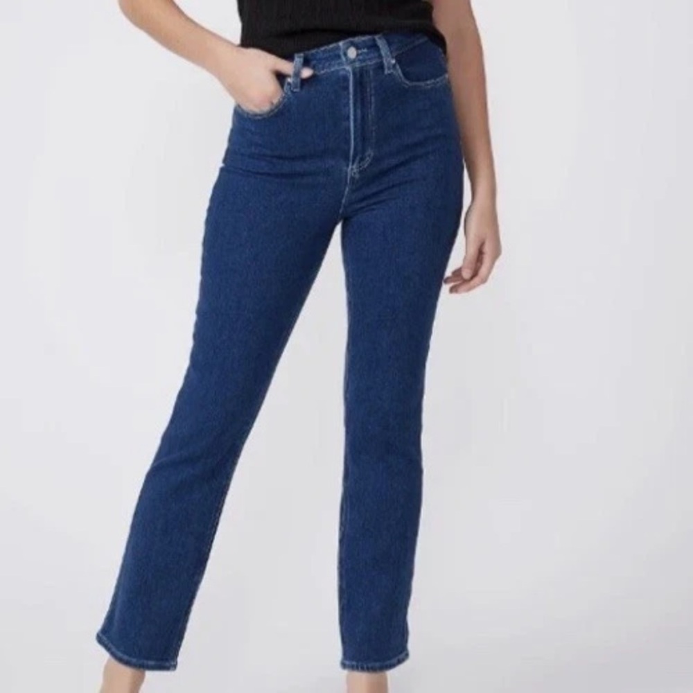 NWT Paige Jeans  Cindy Straight Leg High Rise Ankle Crop Sz 25 Dark Wash $229